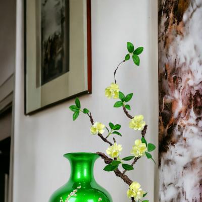 bình men xanh hoạ tiết chim trĩ phù dung